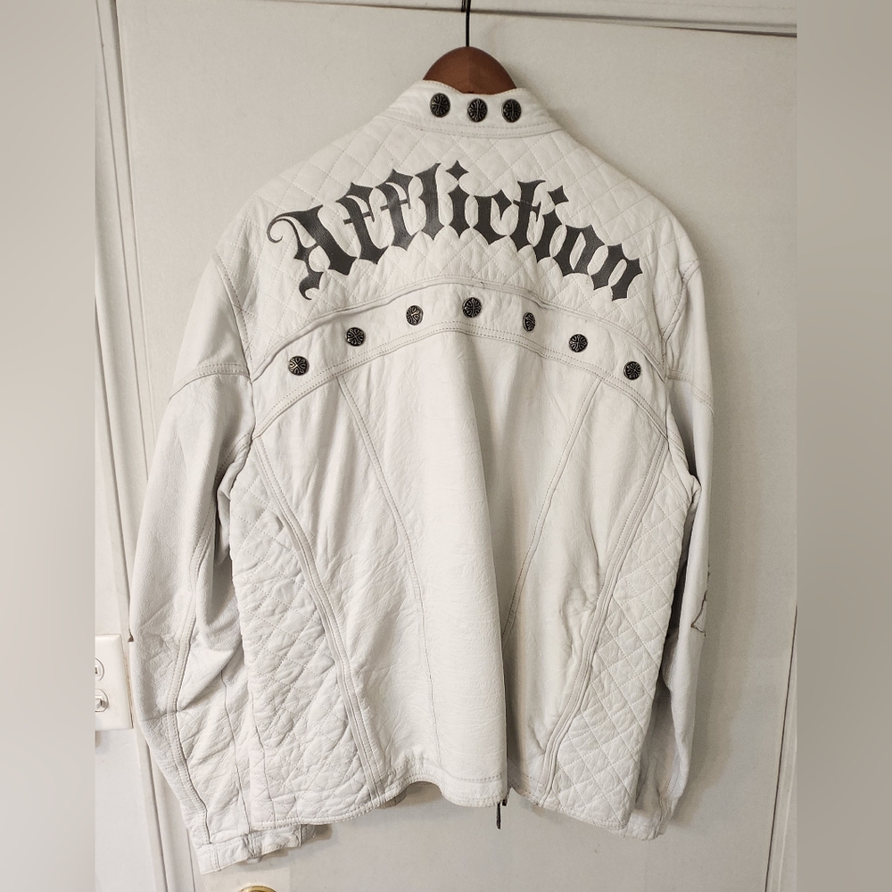 Luxury Pure White Affliction Biker leather Jacket